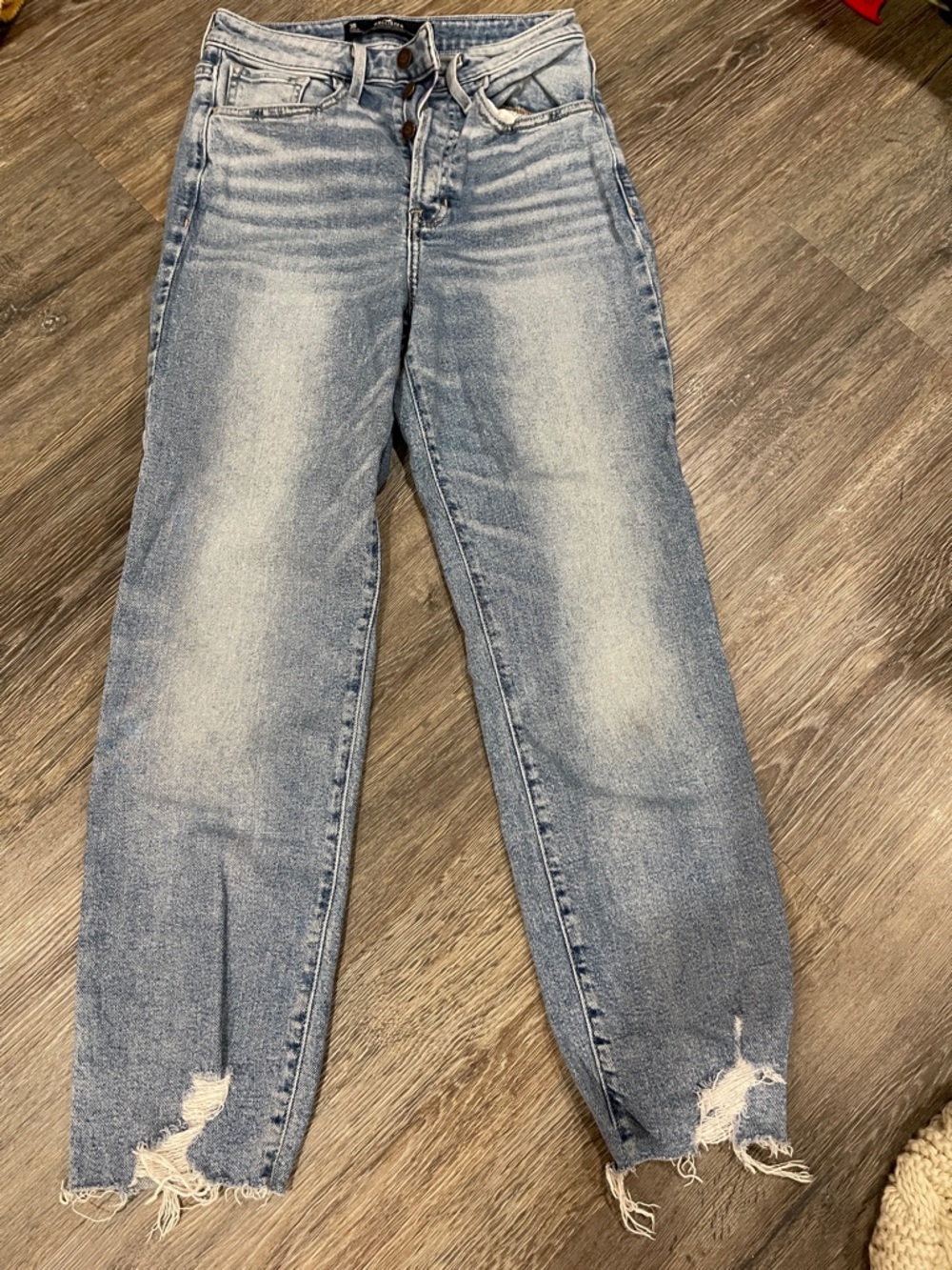 Hollister Light Blue Distressed Straight Leg Jeans